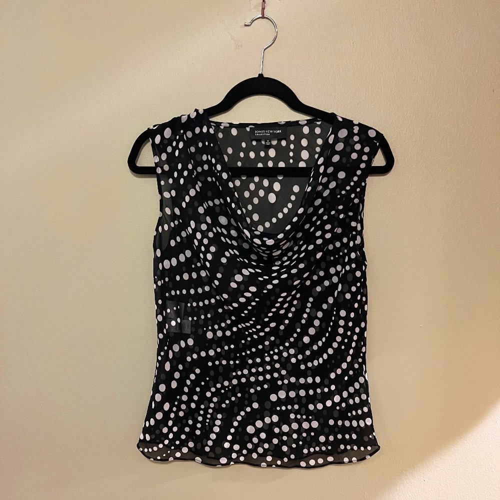 Jones New York Gramercy Park NWT Polk Dot sheer small sleeveless blouse